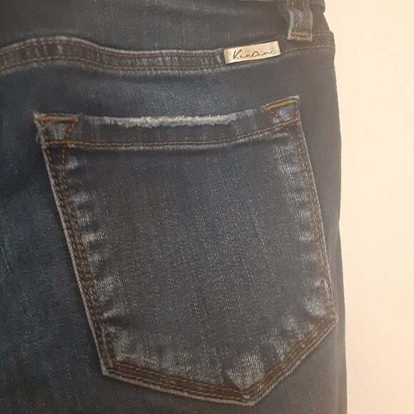Kancan Jeans Womens 7/27 Distressed Raw Hem Mid Rise Medium Wash - Picture 8 of 11